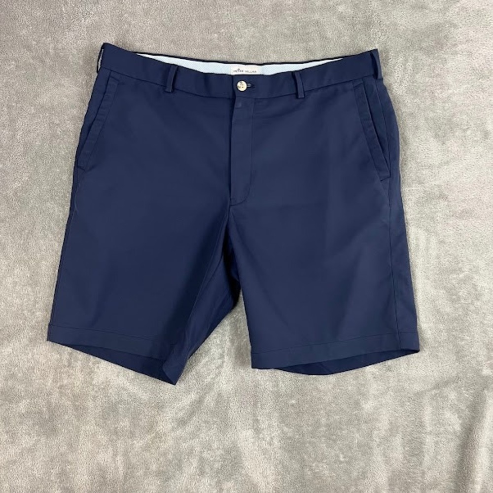 Peter Millar Performance Shorts Mens 35 Navy Blue Golf Stretch Lightweight